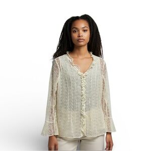 Avenue Ivory Lace Ruffle Blouse